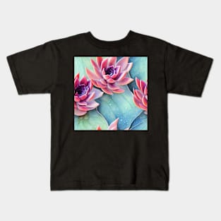 Watercolor succulent pattern Kids T-Shirt